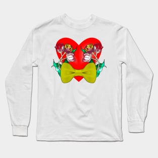 Tulips, heart and yellow bow Long Sleeve T-Shirt